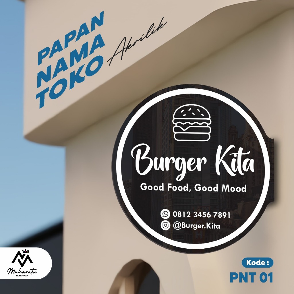 Papan Nama Toko Akrilik Custom Print UV – Signage Logo Usaha, Cafe, Kantor, Hasil Cetak Tajam