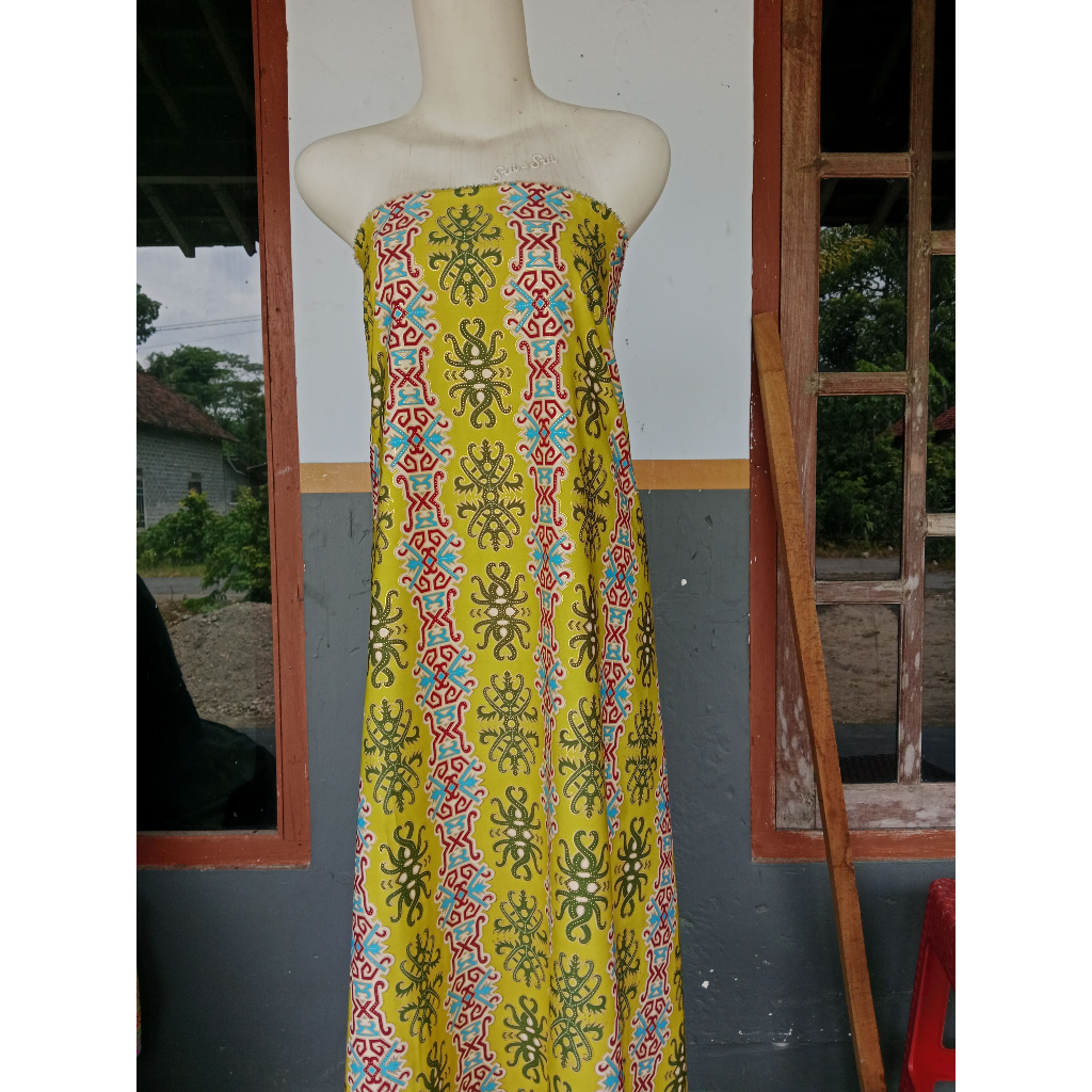 Kain Batik Papua Printing Motif Etnik Hijau | Kain Batik Meteran