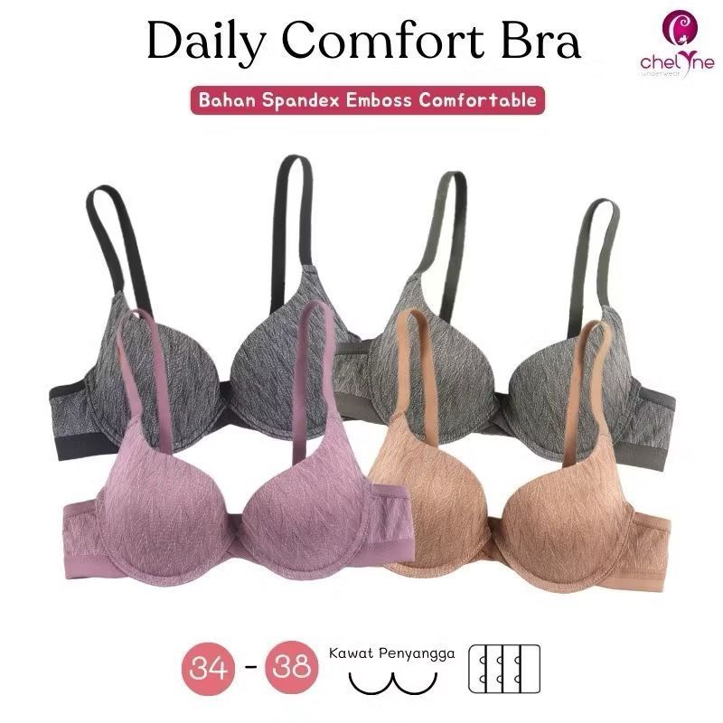 Chelyne BH Wanita V9686 Full Cup Bra Spandex Emboss Premium Dengan Kawat Penyangga - 34/38 Cup B  5.
