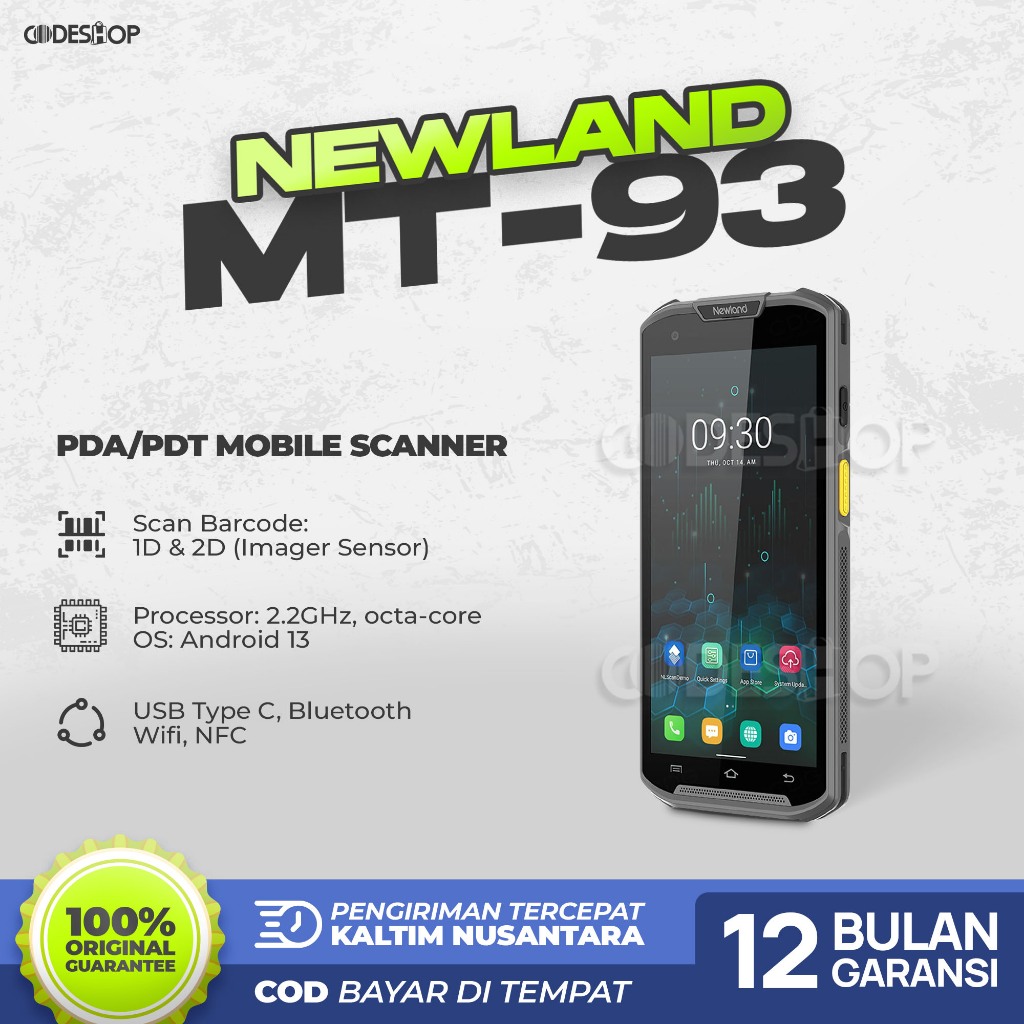 Newland MT-93 Scanner Barcode Mobile 2D PDT PDA Android Handheld Portable Computer Touchscreen