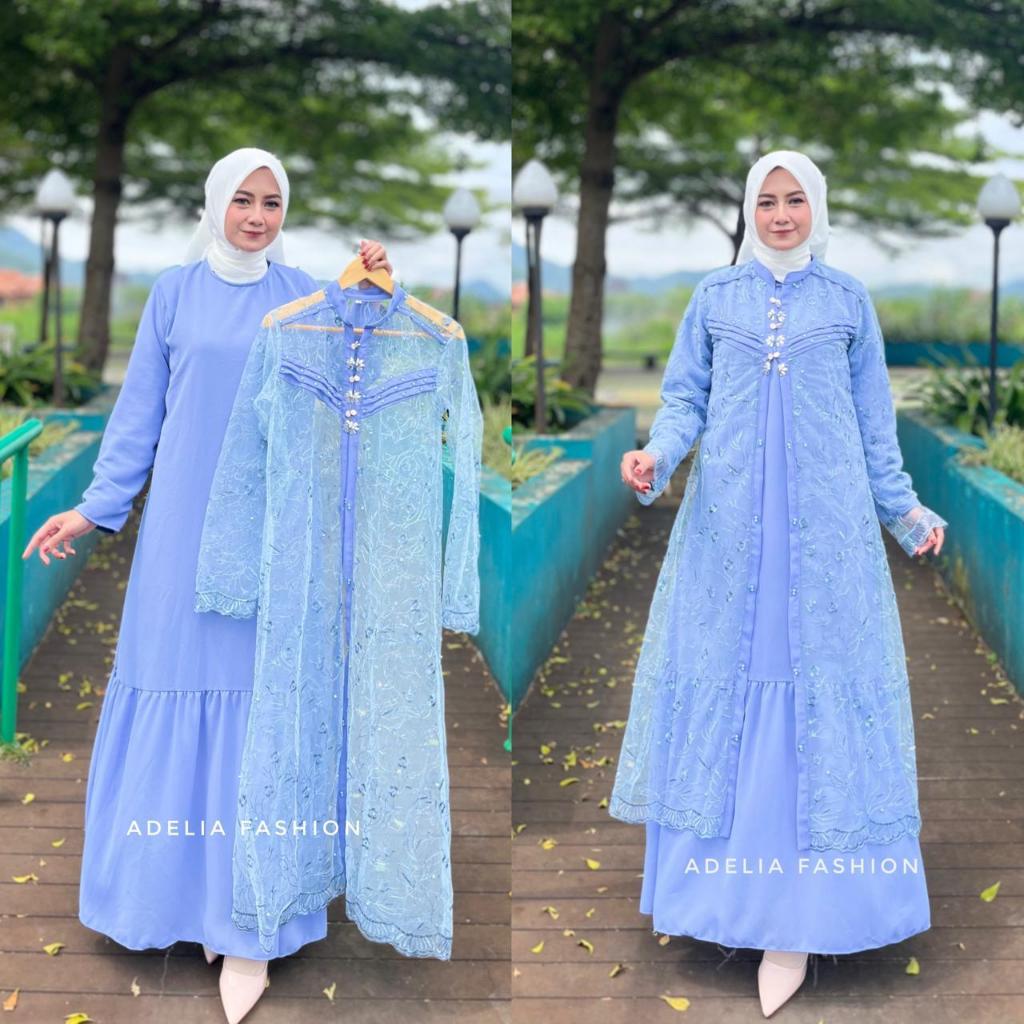 LGN - BAJU GAMIS LAXMY CERUTY BABYDOLL + OUTER BRUKAT FREE BROSS MODEL GAMIS TERBARU KEKINIAN