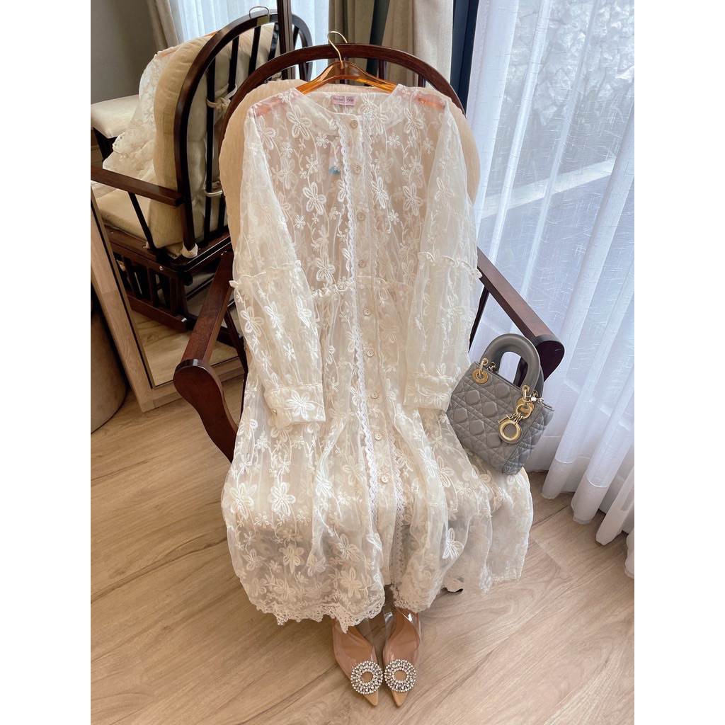 Midi Organza Outer Dress by Haidee Orlin / Dress Brukat Dress Lebaran Dress Undangan Dress Kondangan