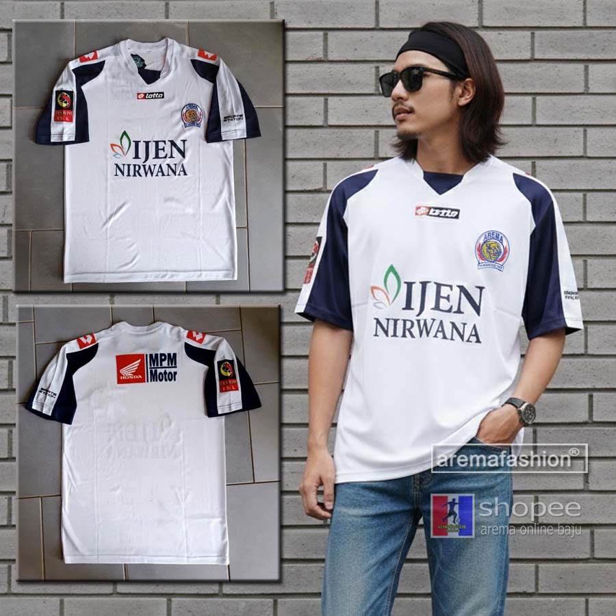LOGO BORDIR KAOS JERSEY AREMA 2011 KLASIK PUTIH DRYFIT LAGA TANDANG/AWAY aremafashion
