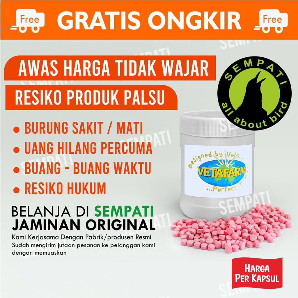 SEMPATI MULTIVET VETAFARM VITAMIN BURUNG MERPATI RECOVERY JAMU DOPING PIL MERPATI IMPORT PIGEON PILL