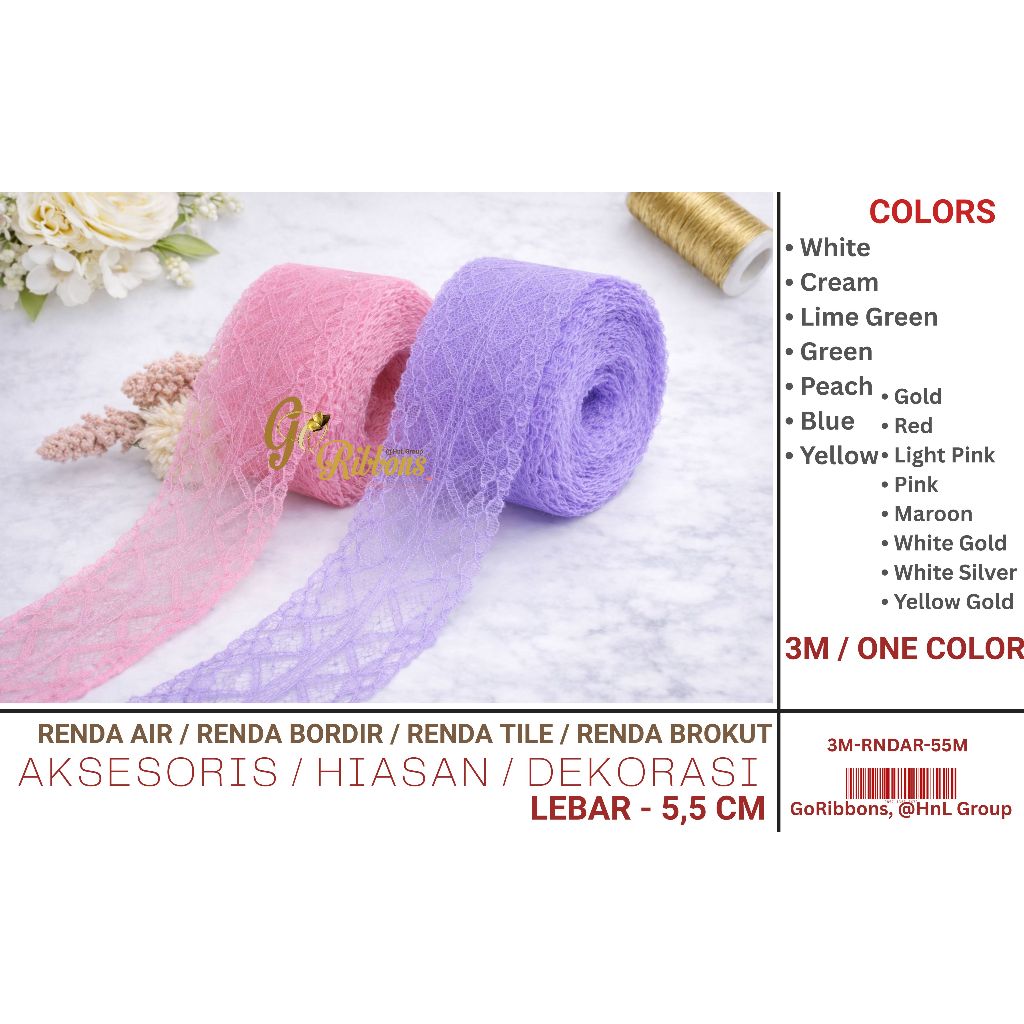 ( 3M ) RENDA TILE / RENDA AIR 5,5CM / RENDA FULL BORDIR - RENDA TILE 6CM BORDIR / RENDA BROCUT