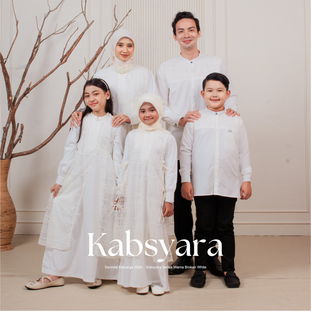 Baju Lebaran 2026 Couple Keluarga Kabsyara ( Broken White) Sarimbit Keluarga | Sarimbit Keluarga Mus