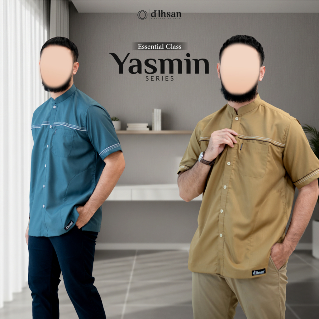 Baju Koko Pria Muslim Yasmin Lengan Pendek – Bahan Katun Toyobo Nyaman & Jatuh by d’Ihsan