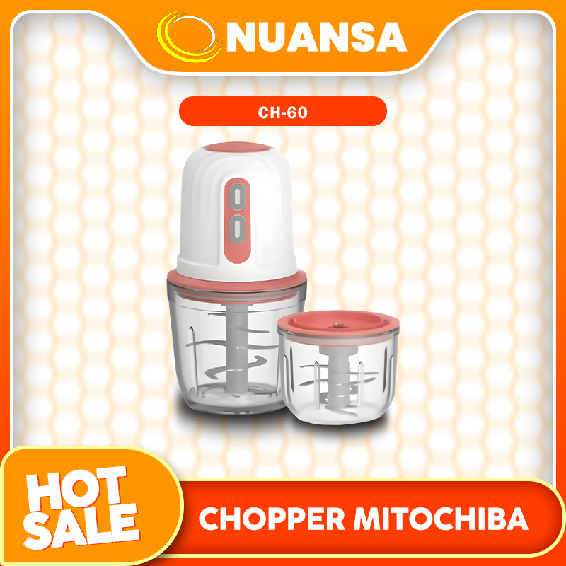 Mitochiba CH-60 (TwinChop) adalah food chopper 2-in-1 dengan dua gelas kaca (500ml & 300ml), mata pi
