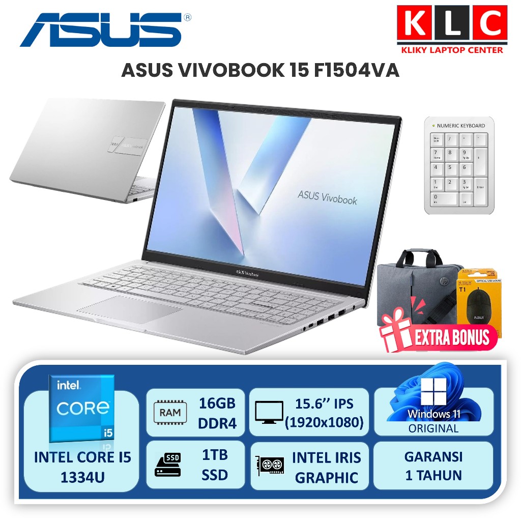 ASUS VIVOBOOK 15 F1504VA INTEL I5 1334U 16GB 1TB SSD 15.6 FHD IPS Laptop Terbaru