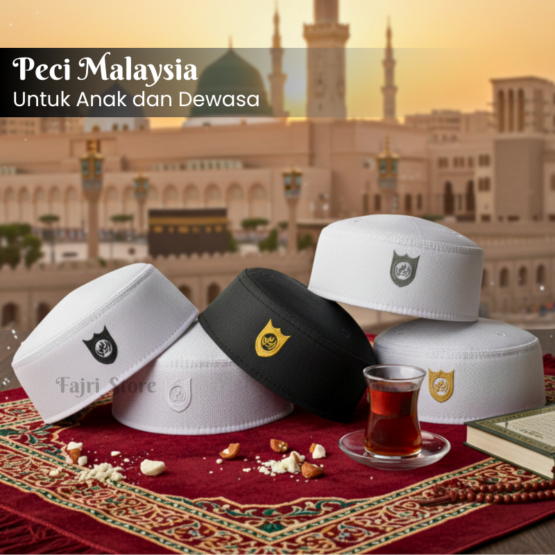 Peci Songkok Malaysia Tinggi 7 cm Ukuran Anak dan Dewasa No.3-9