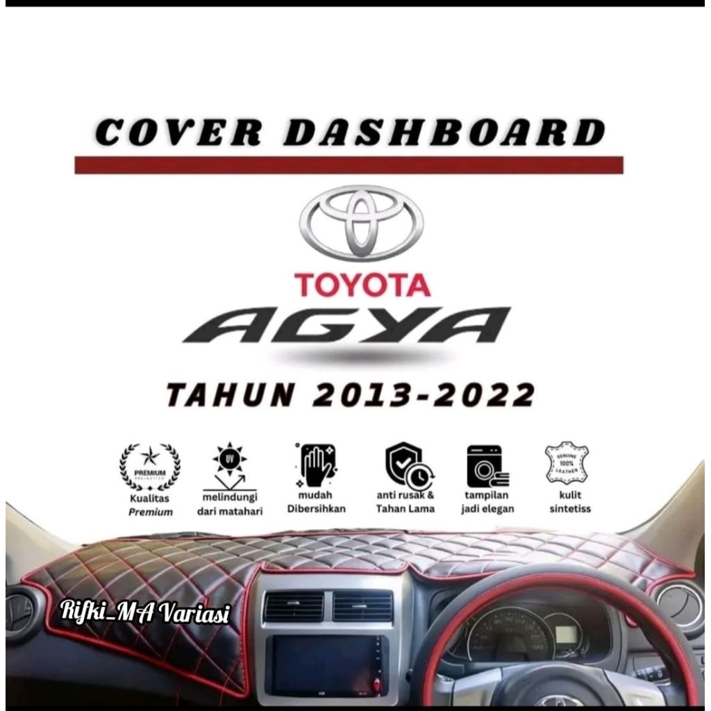 Cover Dashboard mobil Agya 2013-2022 kulit sintetis premium motif wajik / alas taplak dashboard mobi