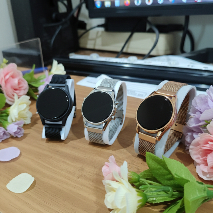 Jam Tangan Led Bulat Digital Wanita Pria Jam Tangan Digital Led Rantai Pasir Jam Tangan Led Watch Ma