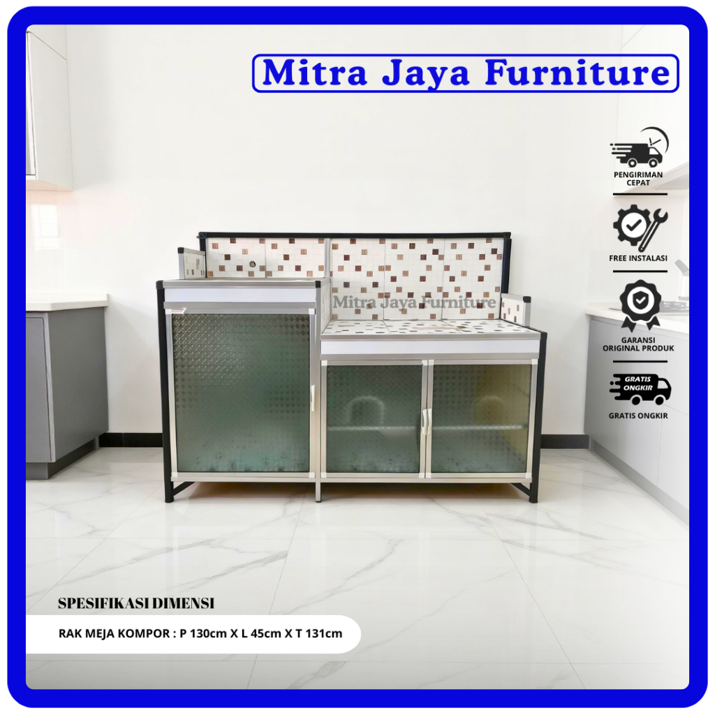 Rak Serbaguna Kompor & Wastafel Dengan Kitchen Sink Modern Dan Rak Piring _Full keramix & Kaca / Mit