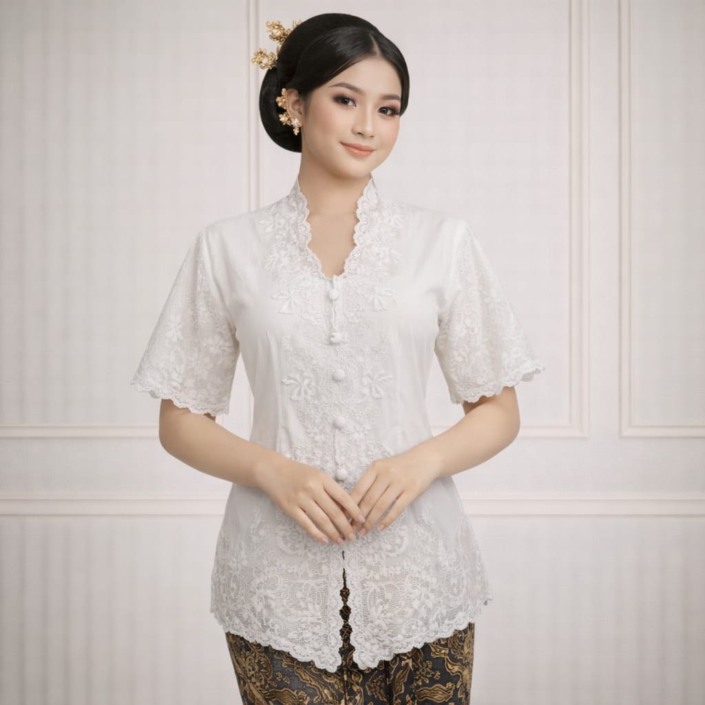 Kebaya Modern Putih BW Pendek Riesca 703