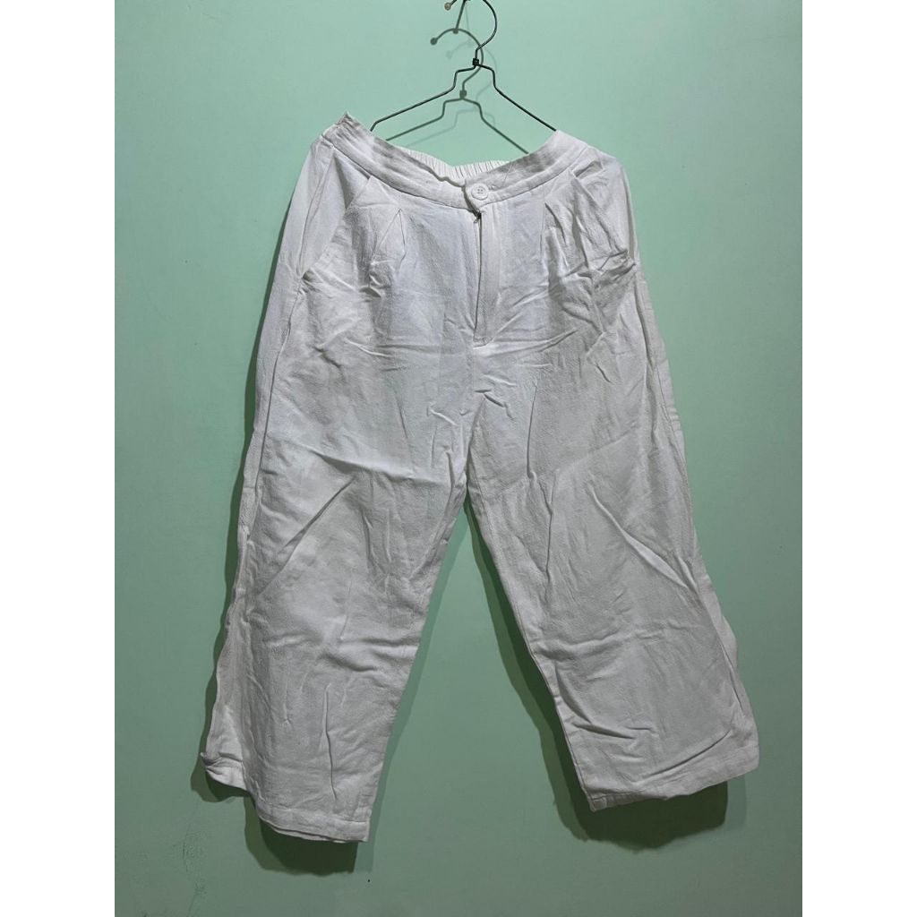 celana kulot putih bahan linen