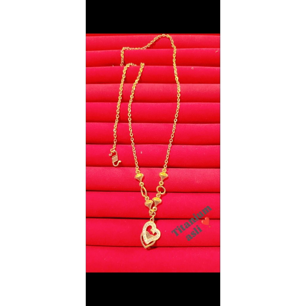 kalung titanium asli berlapis emas asli 23 karat kait S
