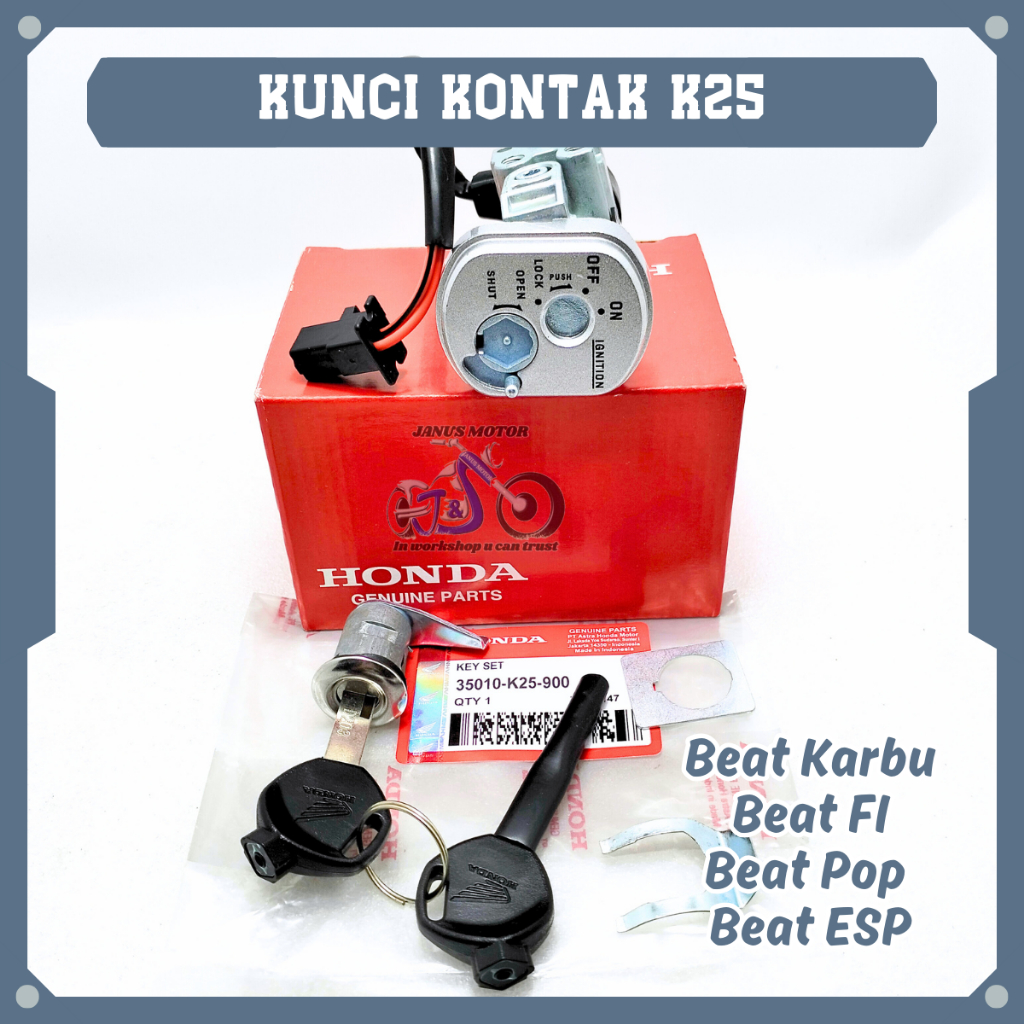 Kunci Kontak Set Honda K25 Konci Motor Astrea Beat Karbu Beat FI Beat Pop Beat ESP Keyset + Tutup Jo