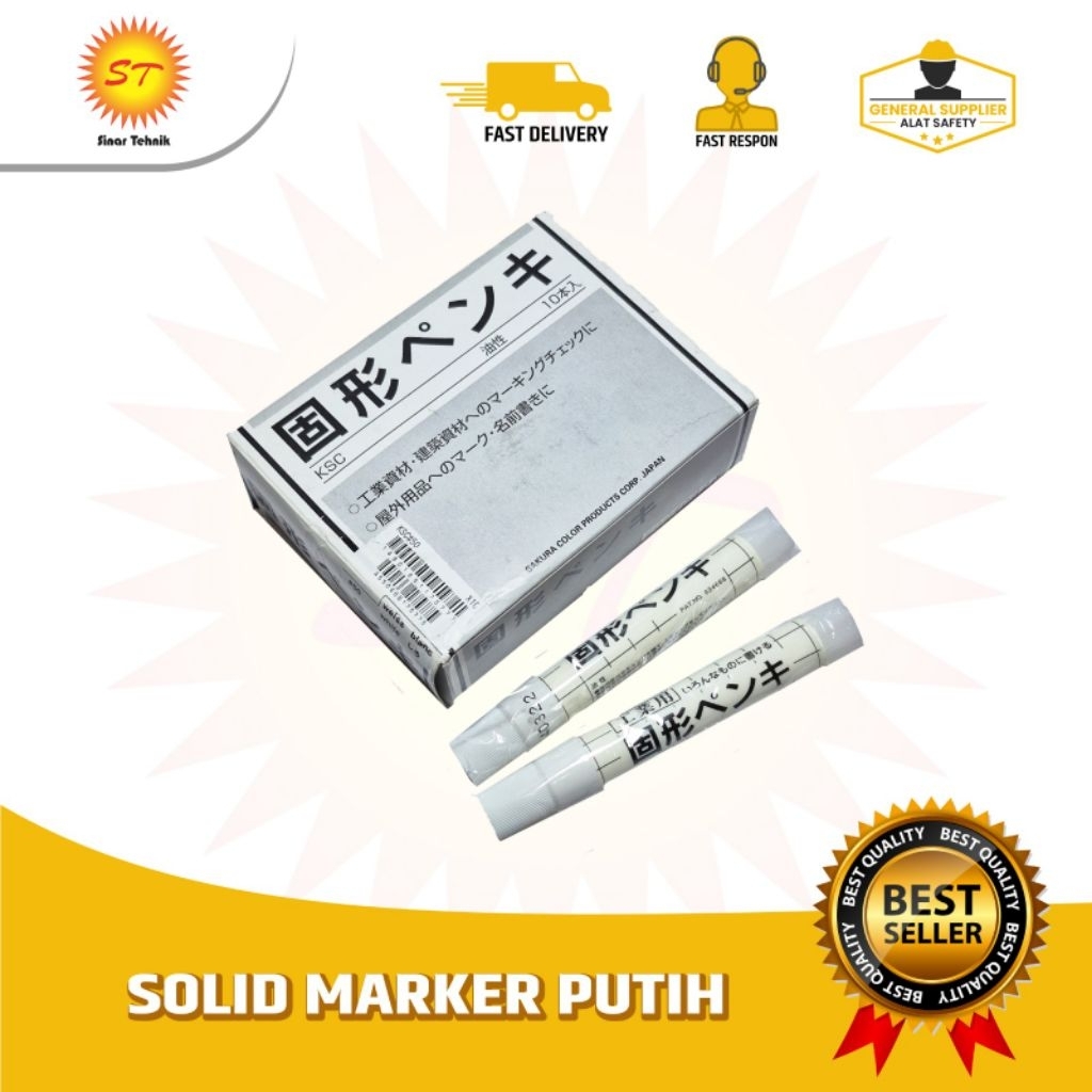 Solid Marker Sakura | Solid Steel Marker Sakura Putih | Spidol Penanda Besi Permanent
