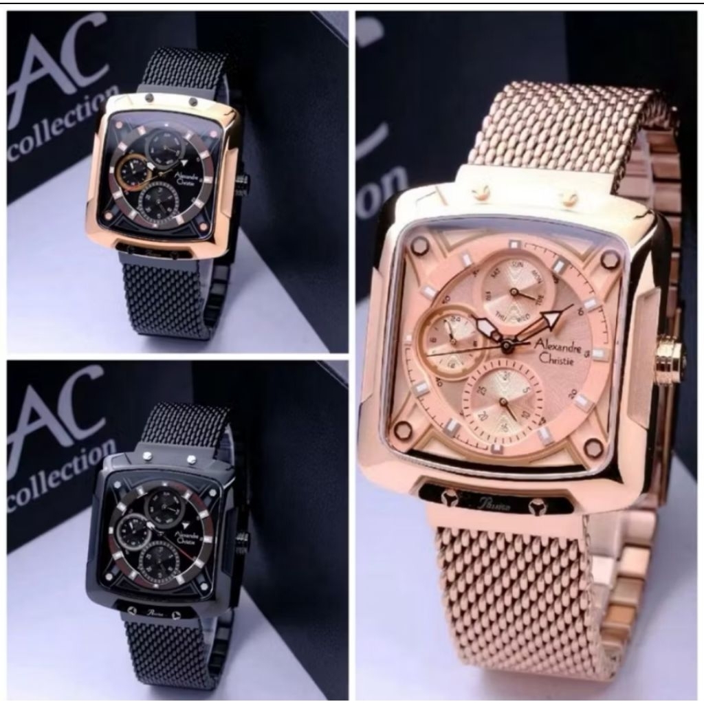 Jam Tangan Wanita Alexandre Christie 3030 Rantai Chrono Multifungsi Original