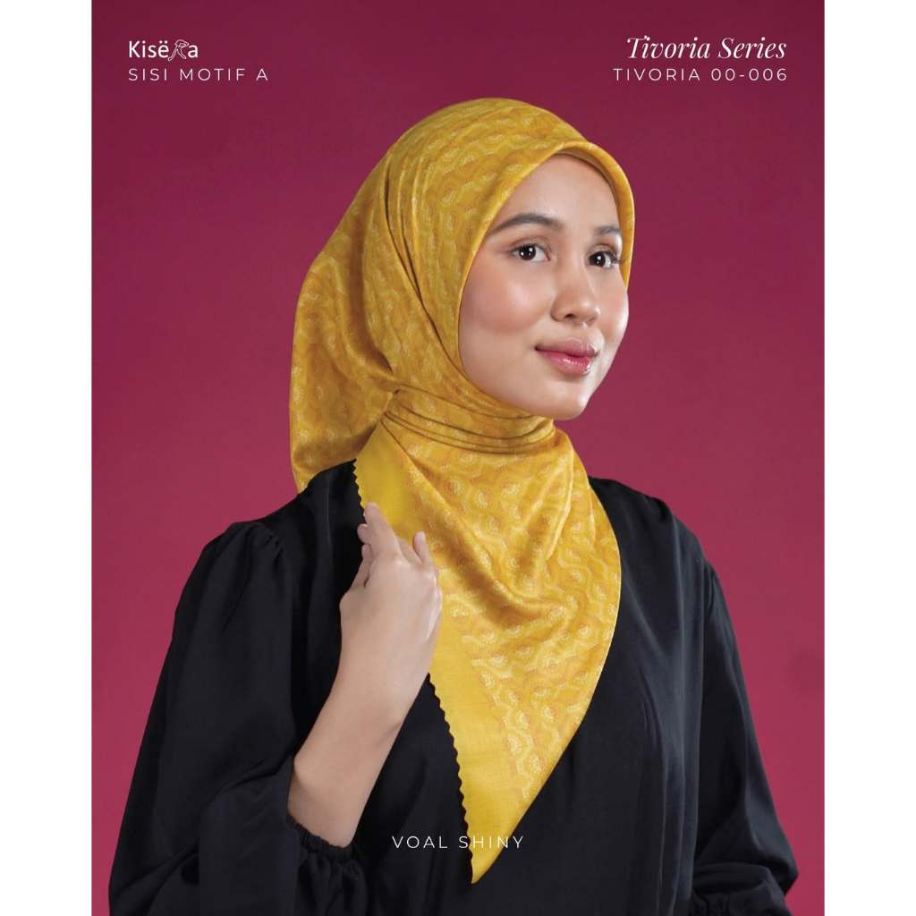 TIVORIA 006 - 28 M | Kerudung Hijab 4 Warna 1 Motif Artificial Texture, Jilbab Praktis Cantik | Voal