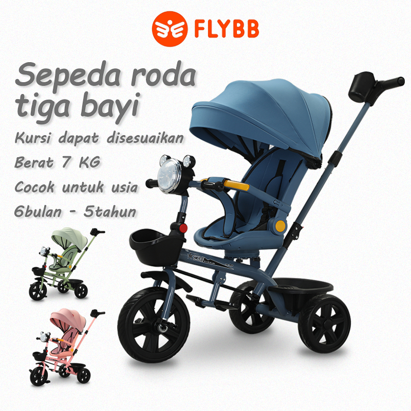 FLYBB Kereta Dorong Bayi Tiga Roda Kursi Yang Dapat Disesuaikan Sepeda Anak