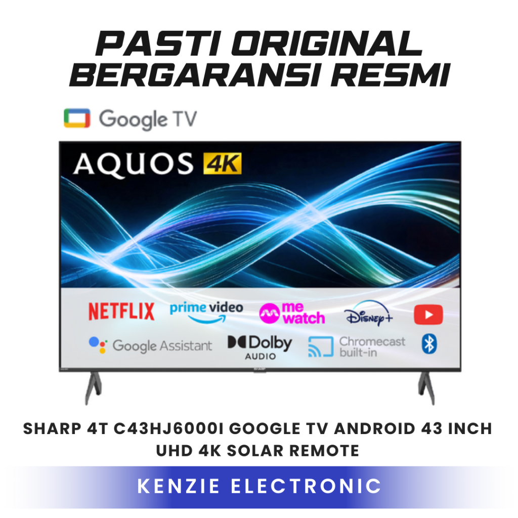 Google TV Android 43 Inch Sharp 4T C43HJ6000I UHD 4K Solar Remote TV Sharp 43 Inch