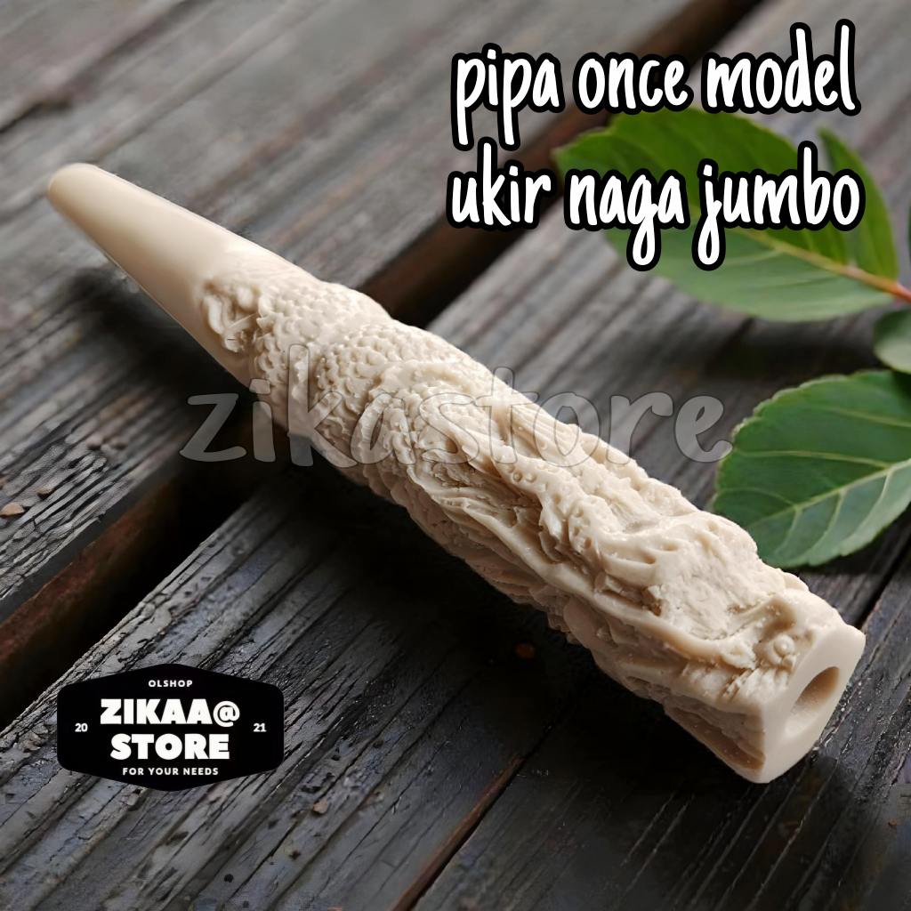 Pipa Once Cangklong Ukir Nagabonar Jumbo Model Gading Sintetis
