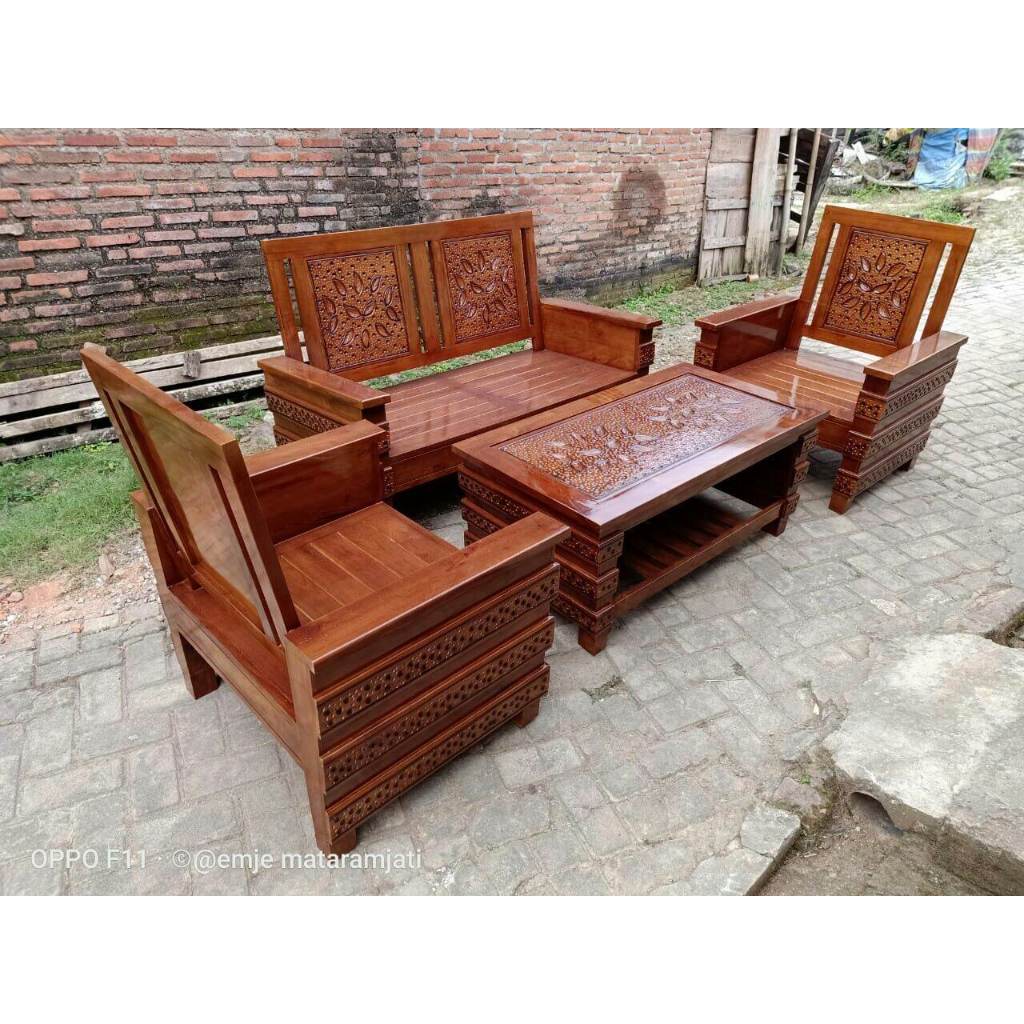 Kursi Tamu Jati / Sofa Tamu Jati / Kursi Ruang Tamu Jati / Sofa Ruang Tamu Jati Type 211 Koper + Mej
