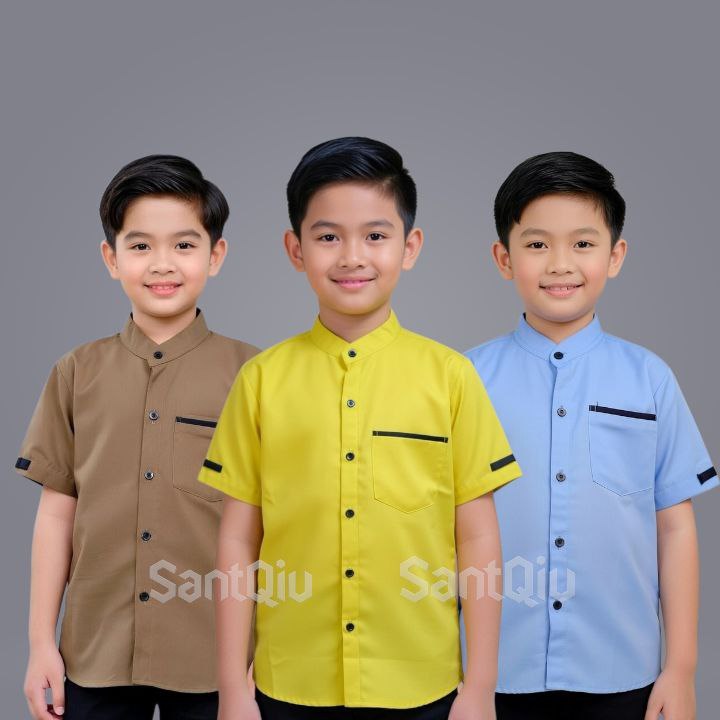 Kemeja Kemko Anak Laki Laki Lengan Pendek Usia 1-14 tahun Kemeja Pendek Anak Laki Laki