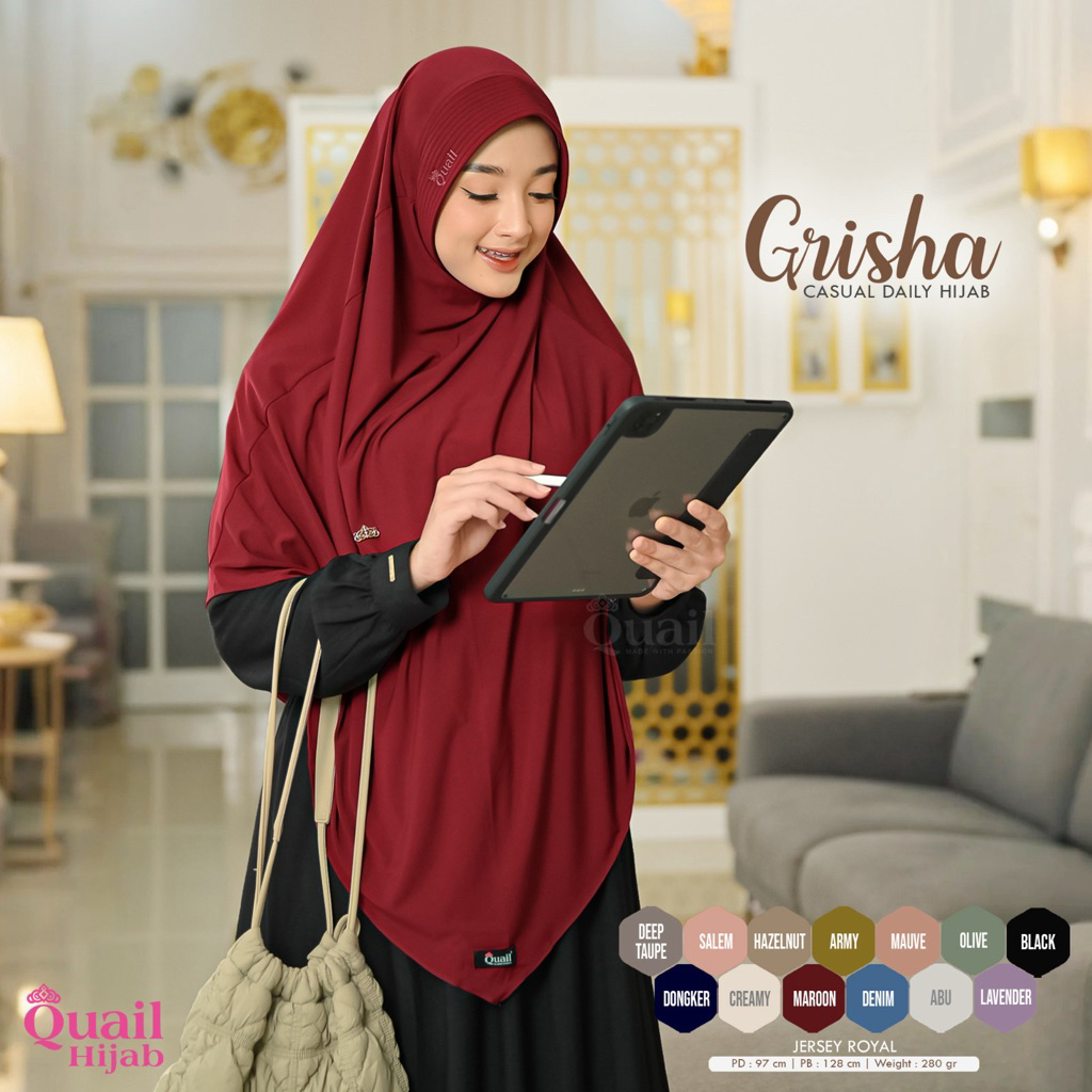 Quail Hijab - GRISHA HIJAB INSTAN JUMBO ORI QUAIL JERSEY PREMIUM