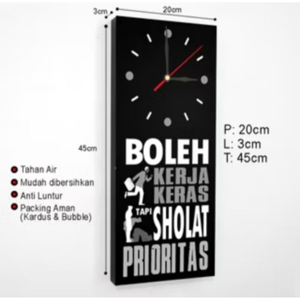 Jam Dinding Motivasi Sholat Kayu MDF Anti Air dan Luntur