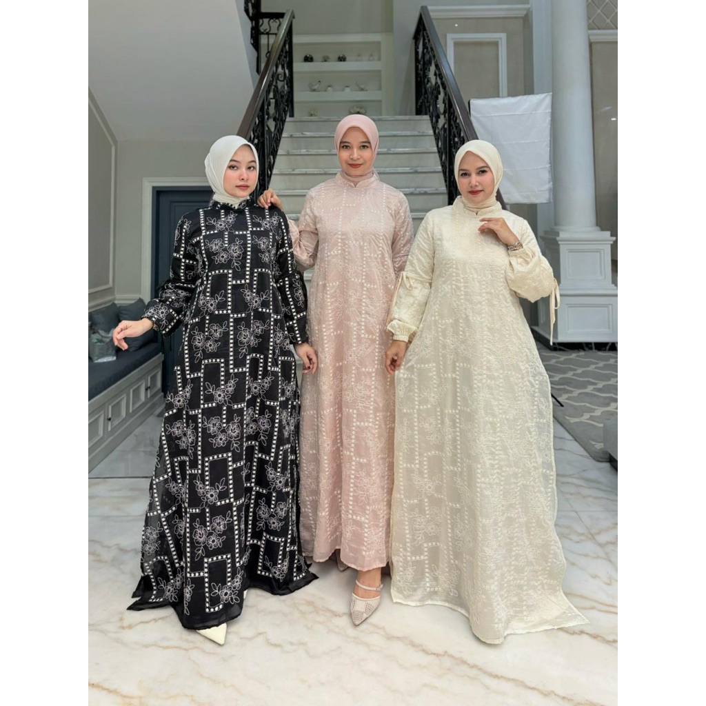 Gamis malaysia bahan papersilk bordir mix  furimg armanisilk  full furing armanisilk ori By Edness K