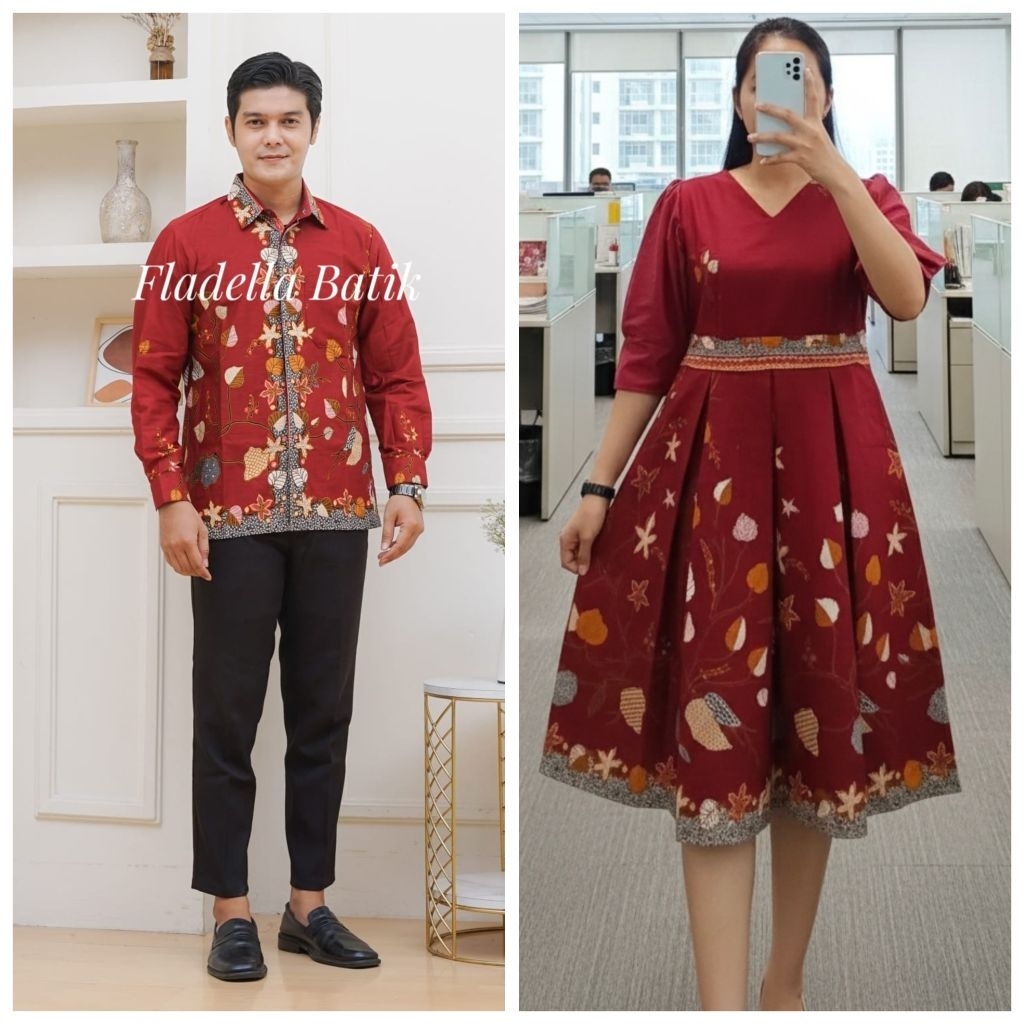Dress batik natal terbaru dress pesta marun dress midi couple kekinian