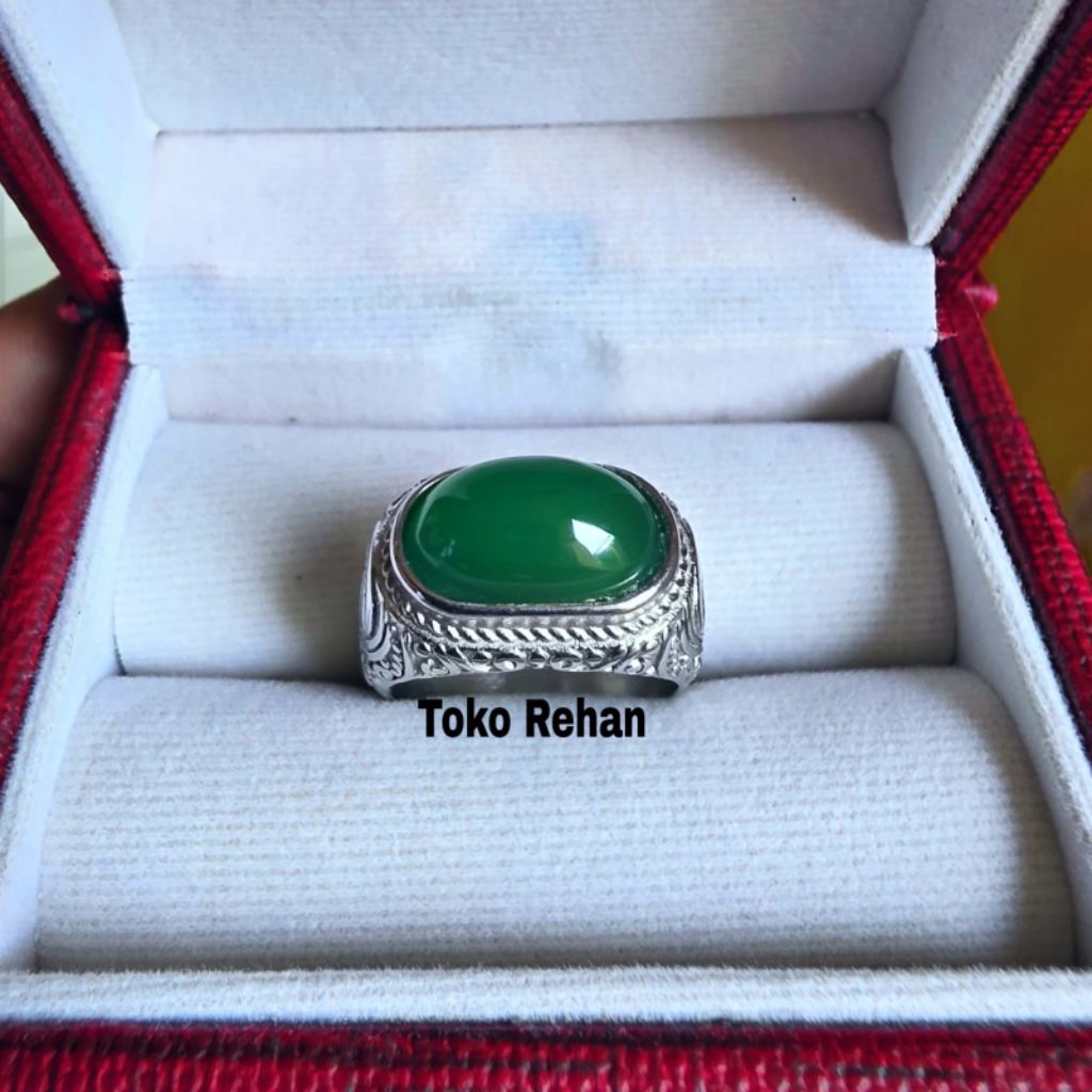 Cincin Batu Akik Hijau Garut Asli Batu AlamKeren