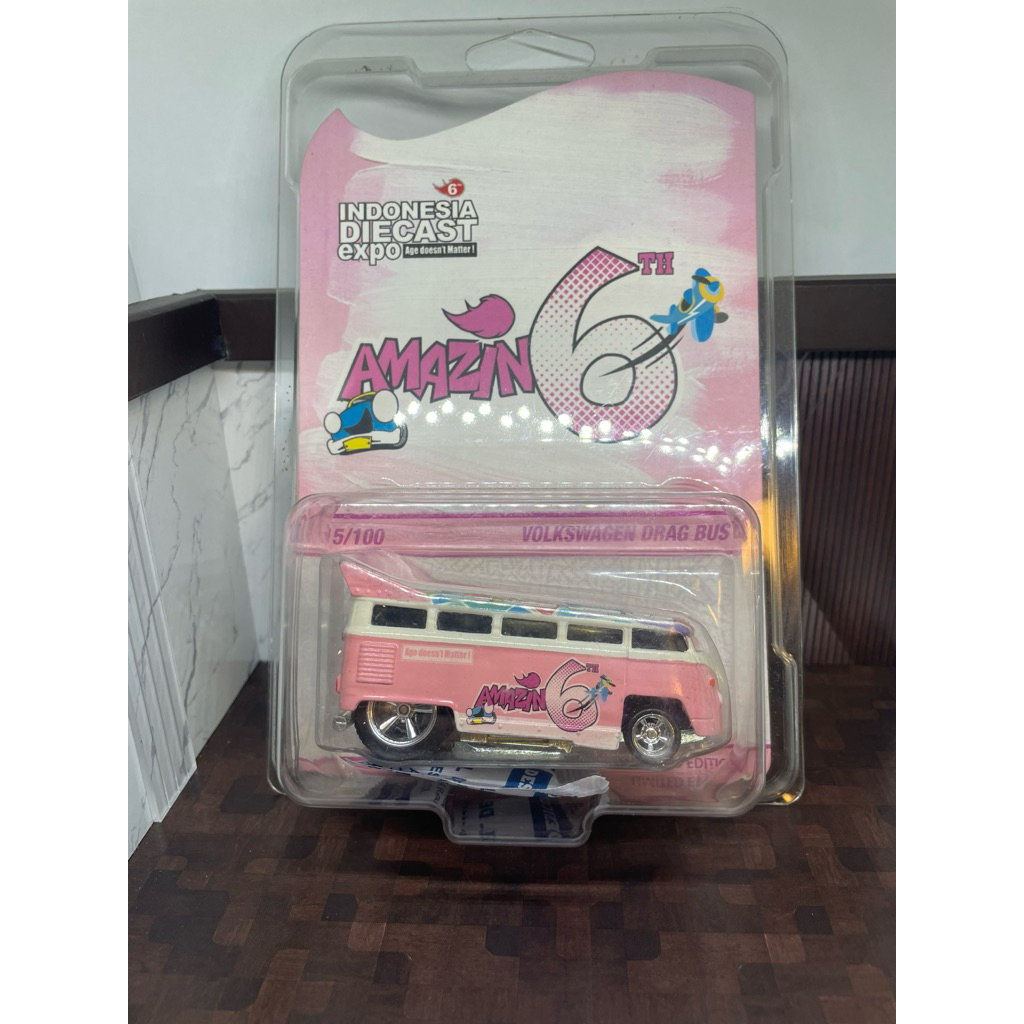 HOTWHEELS VOLKSWAGEN DRAG BUS INDONESIA DIECAST EXPO 2019 EXCLUSIVE LIMITED EDITION HOLO 015/100 - F