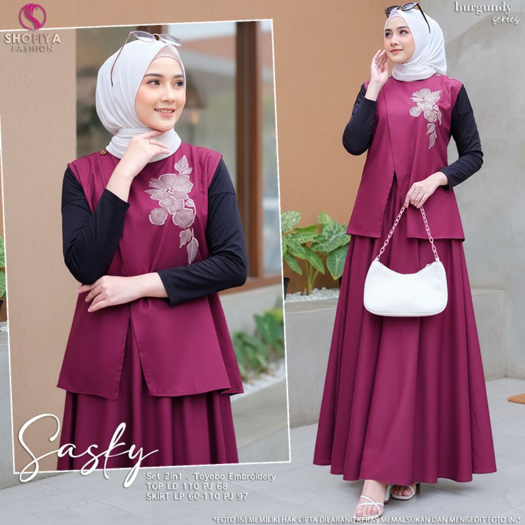 [NEW] SETELAN 2IN1 VEST OUTER + ROK SASKY BY SHOFIYA // FASHION MUSLIM WANITA // MELVIN BY AMELIA