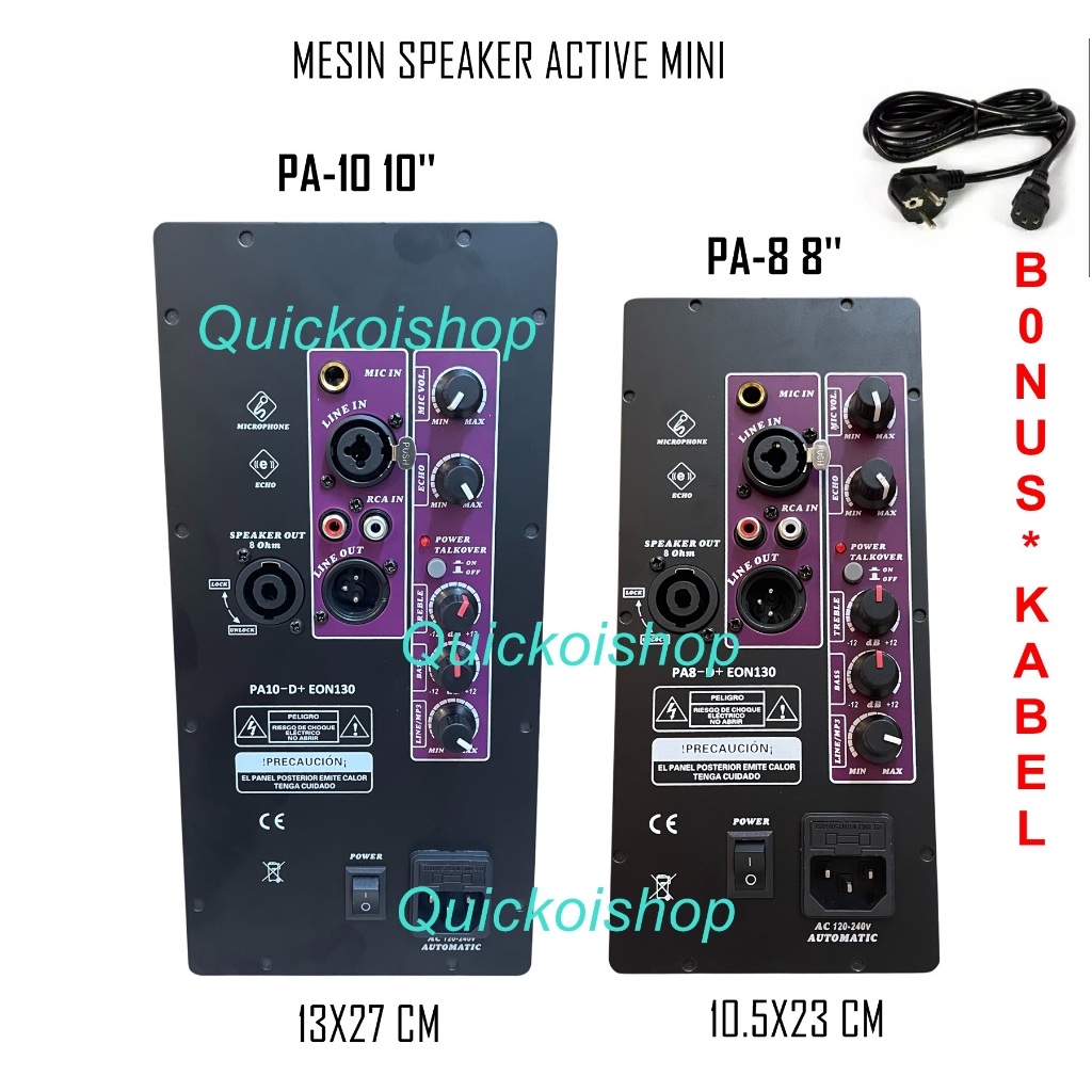 Power Kit Mini PA10 Dan PA8 10'' & 8'' Class D Mesin Active Speaker