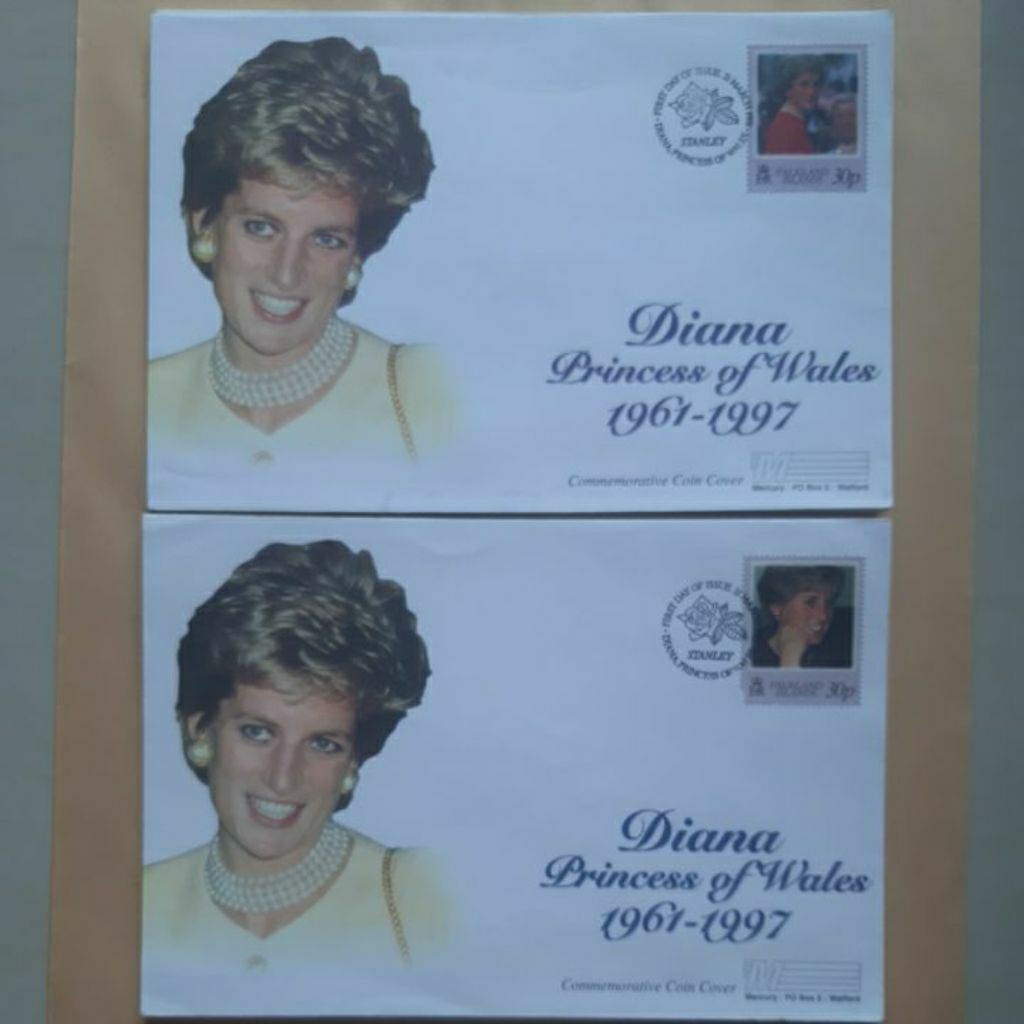 Perangko Falkland Island FDC Diana Princess of Wales 1961-1997 set 2 Sampul prangko