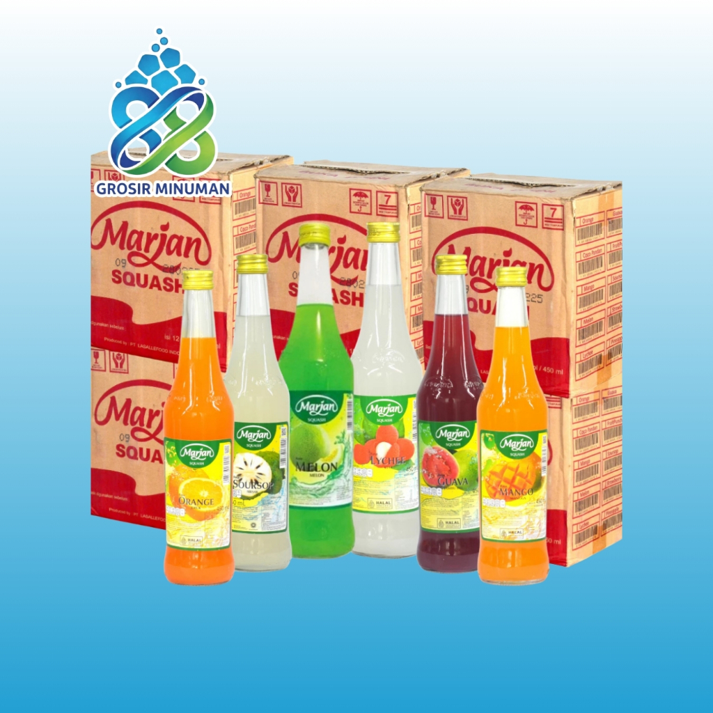 Marjan Squash Syrup 400 - 425 ml 9 Rasa – Sirup Jeruk, Leci, Stroberi, Melon, Mangga, Jambu, Sirsak