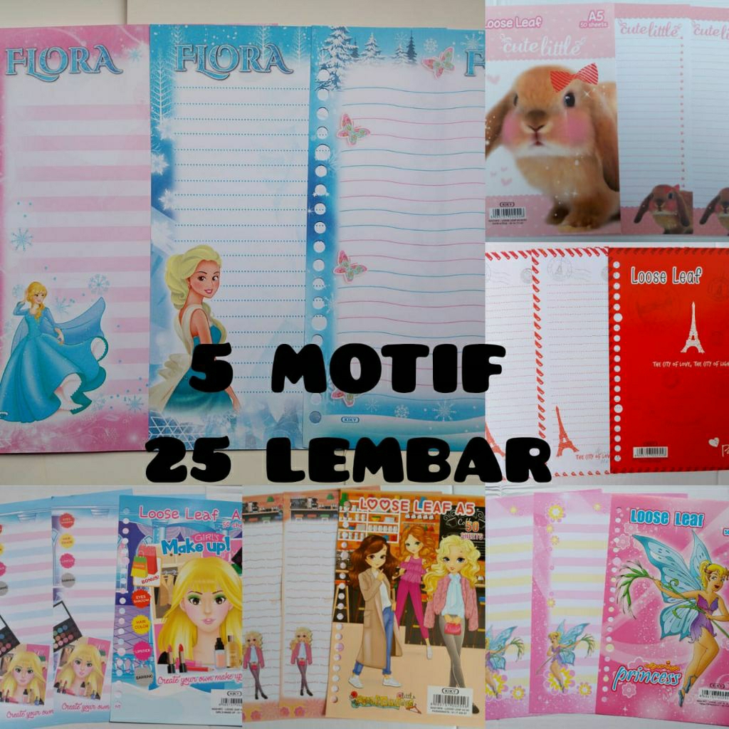 KIKY LOOSE LEAF ISI BINDER 5 MOTIF 25 LEMBAR
