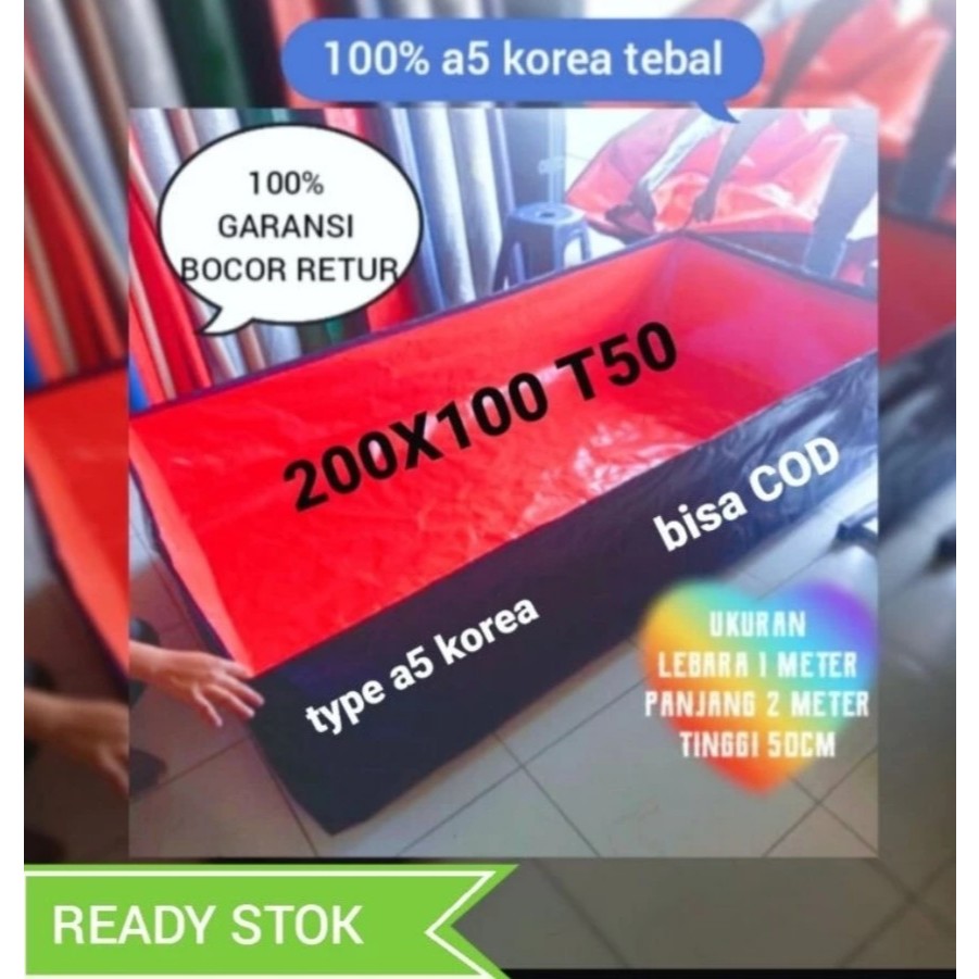 Terpal Lolam Ikan type A5 200x100x50 terpal kolam ikan 200x100x50