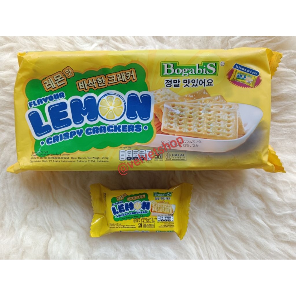 Lemon Flavour Crispy Crackers Boga bis AIM Biscuit Biskuit Snack Crackers kriuk renyah sachet kue ke