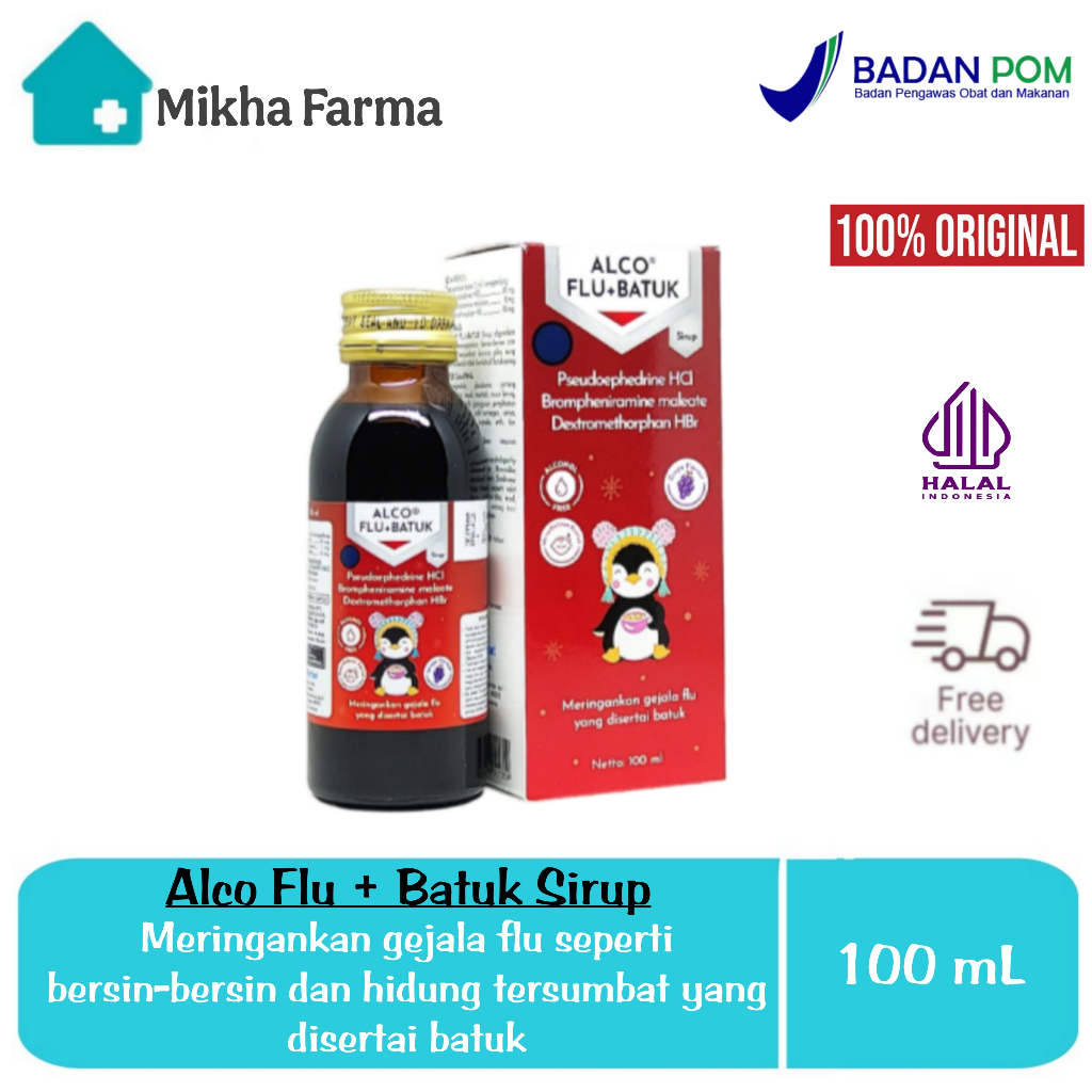 Alco Flu Plus Batuk Sirup 100ml - Obat Pilek Batuk Anak