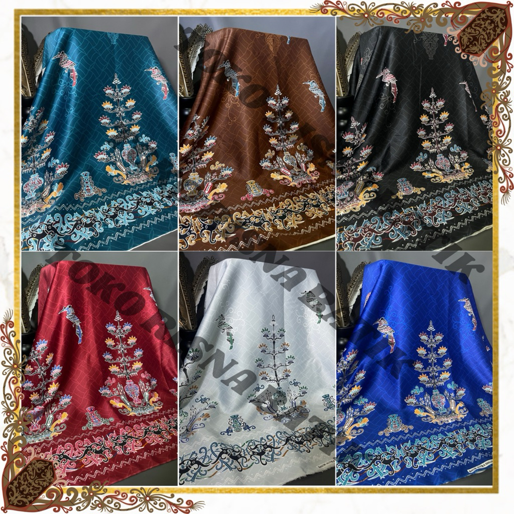 KAIN BATIK KHAS DAYAK KALIMANTAN TENGAH MOTIF BATANG GARING BAHAN SEMI SUTRA UNTUK KEMEJA DRESS SETE