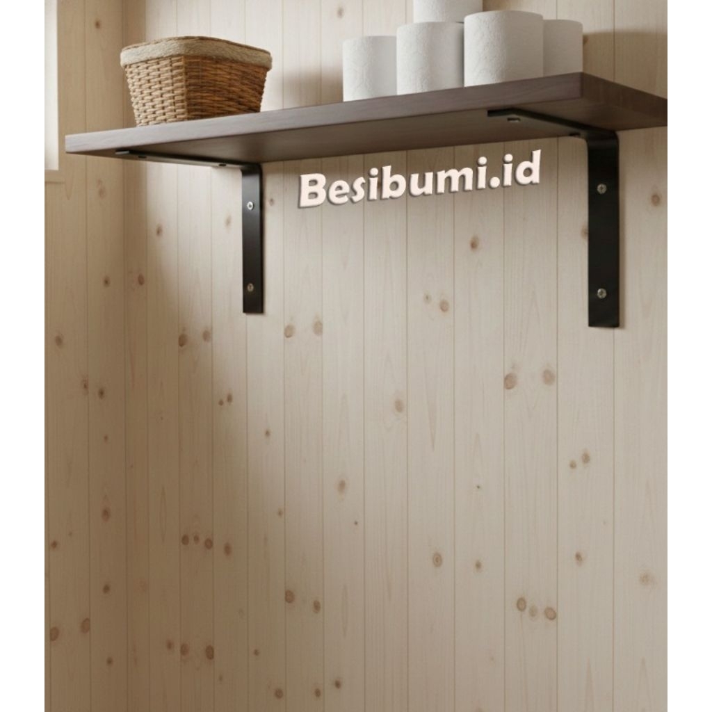 Besi siku L 20 x 20 cm, rak dinding bracket siku L rak penyangga rak gantung besi tempel siku ambala