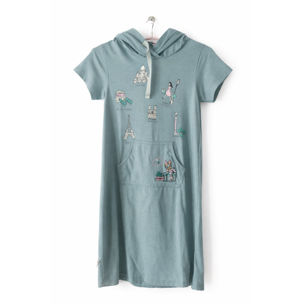 Dress Hoodie Anak Perempuan Lengan Pendek Midi Bordir Daisy That’s Donald Size M (New)