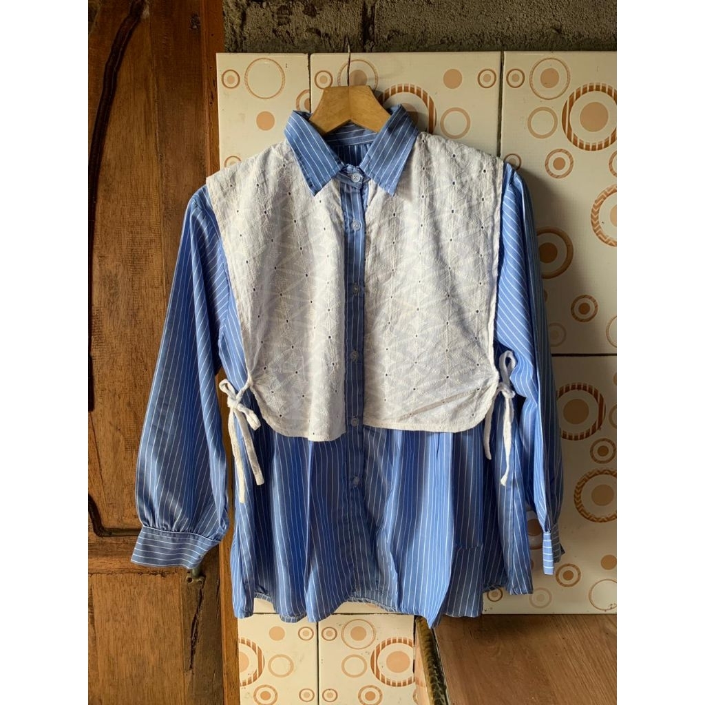 preloved blouse katbol stripe // atasan embroidery