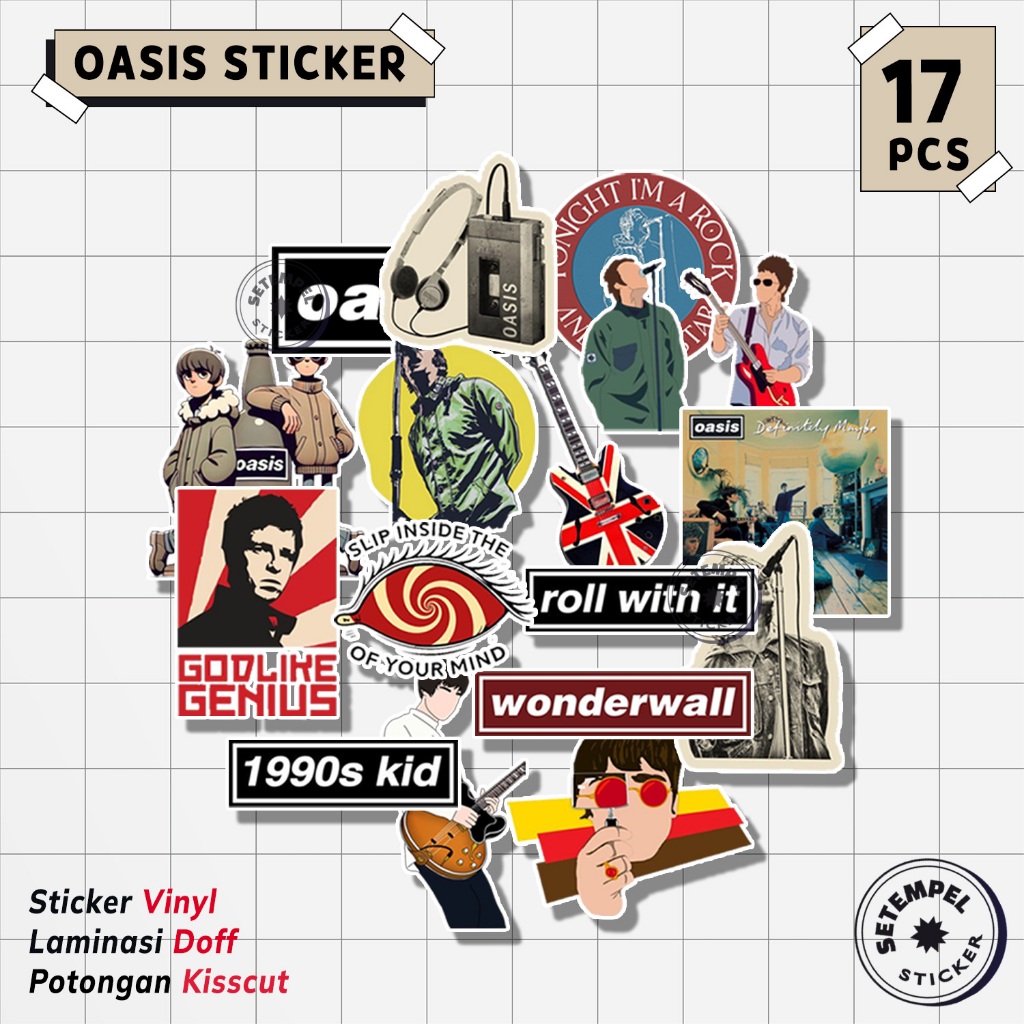 OASIS Sticker Pack 17pcs | Stiker band oasis vinyl