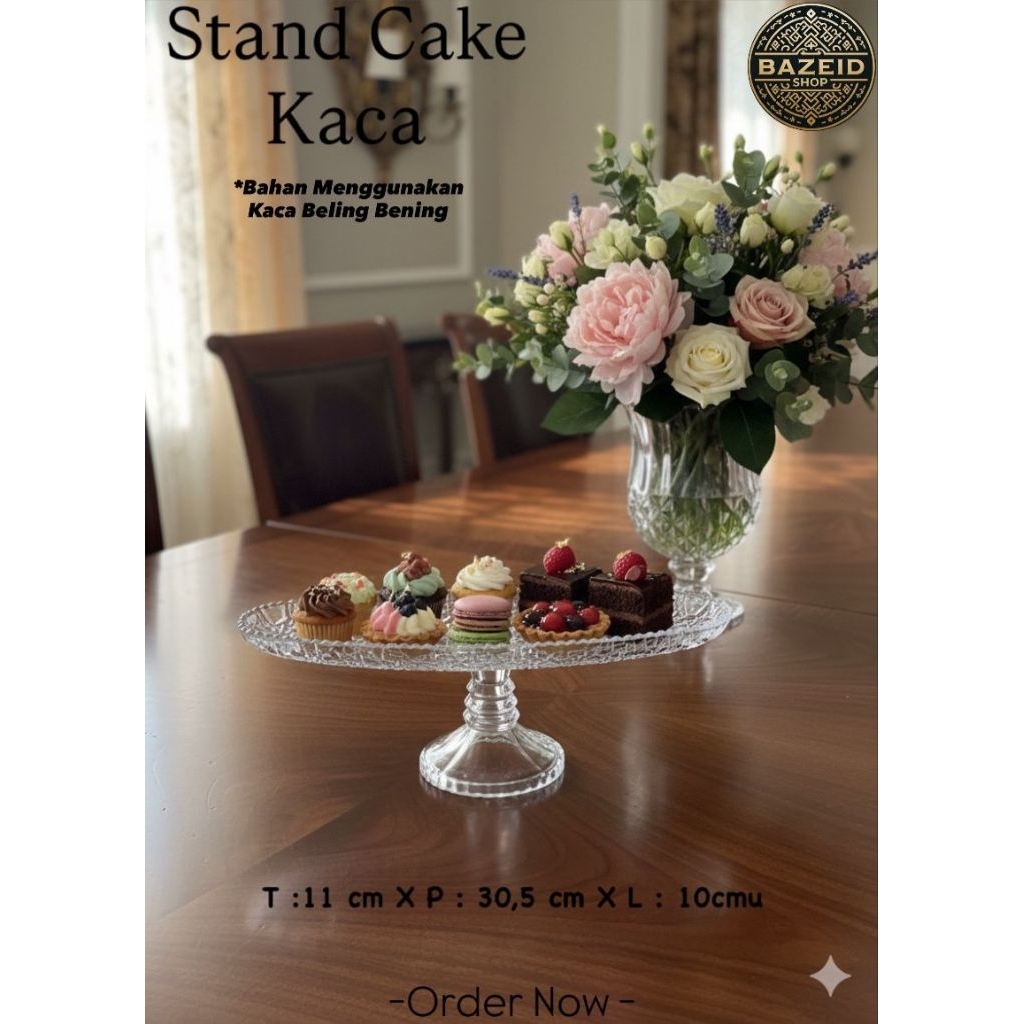 PIRING SAJI KACA AESTHETIC / PIRING KUE SAUDI / STAND CAKE