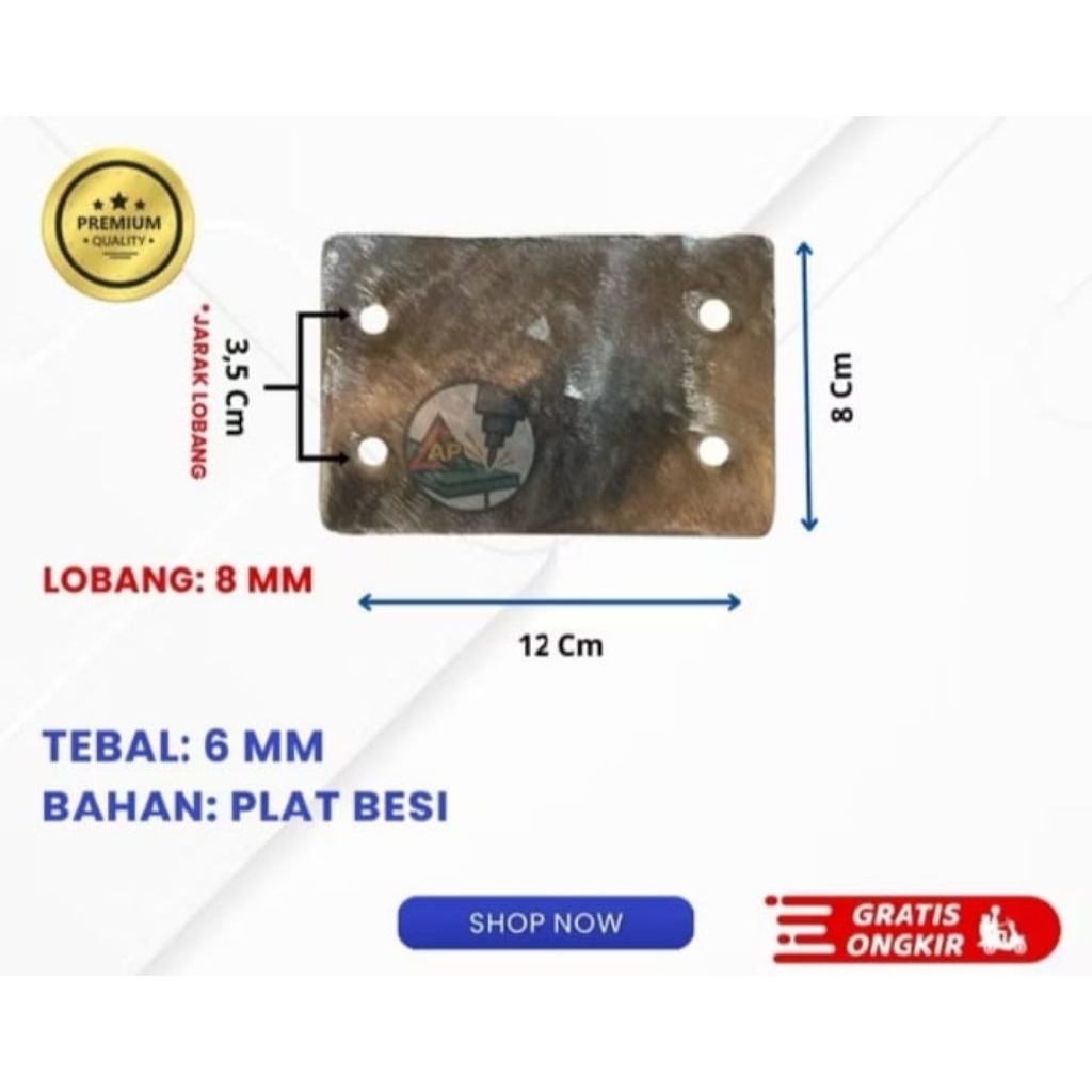 Besi Plat Dudukan Adaptor Stang Persegi Peninggi Stang Custom